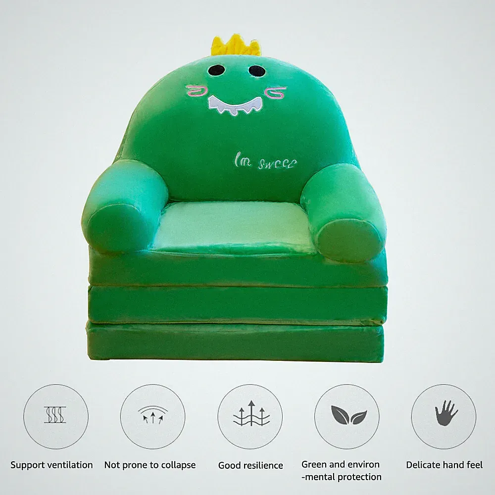 3-in-1 Foldable Kids Couch Fold Out Lounger Comfy Toddler Princess Sofa Chair Be