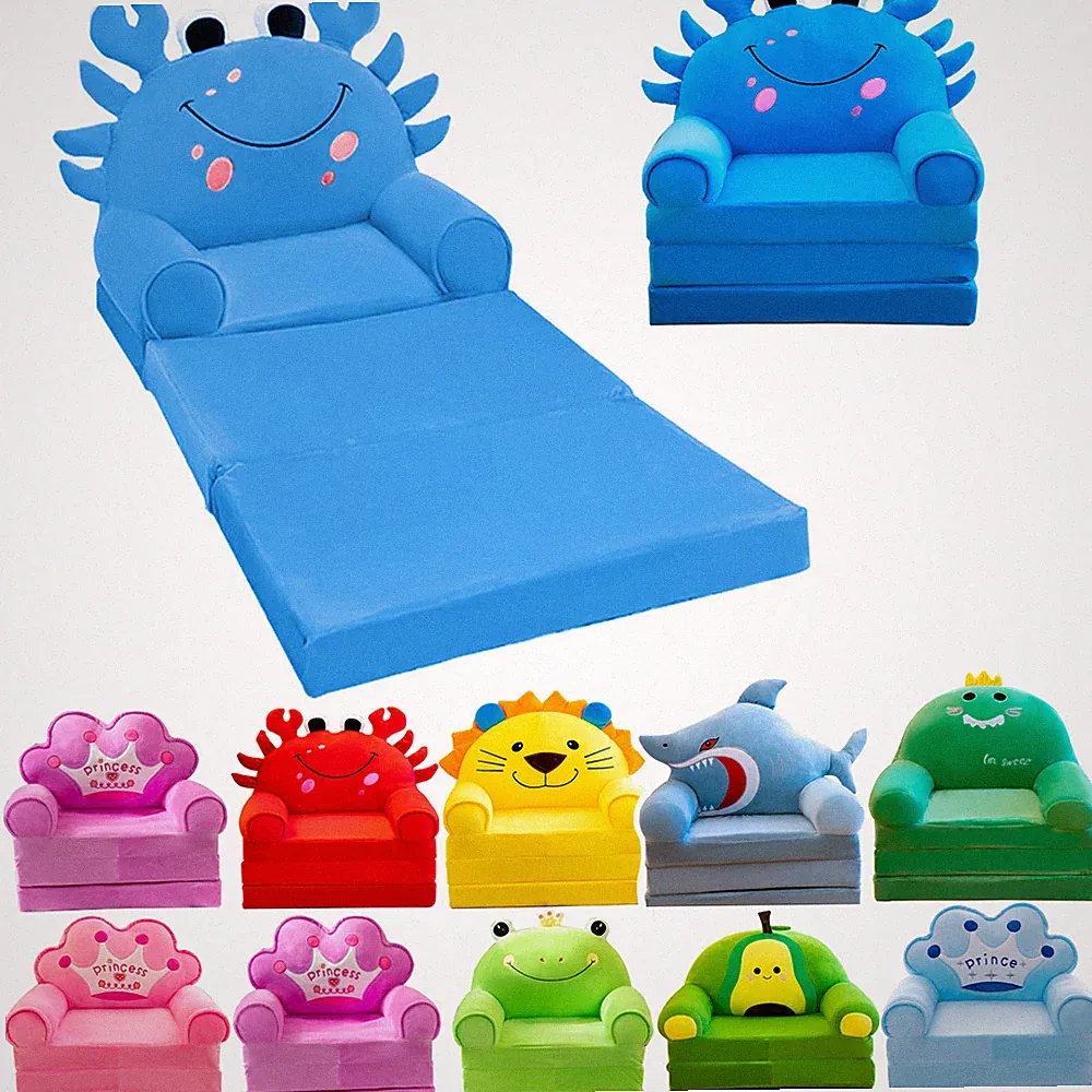 3 In 1 Kids Sofa Couch Fold Out Foldable Princess Toddler Chair Bed Recliners