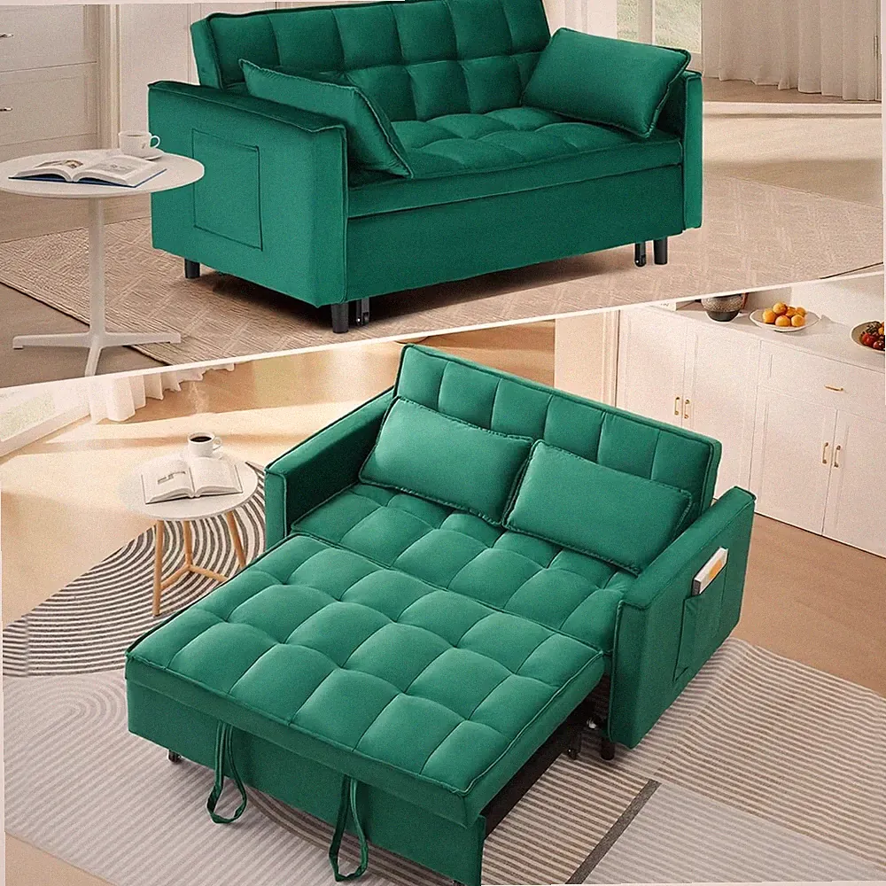 3 in 1 Sofa Bed Convertible Sleeper Sofa with Pull Out Bed Couch Pillows