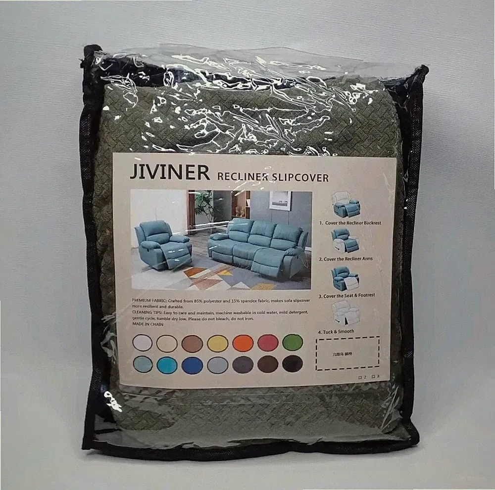 4 Piece Recliner Slipcover Stretch Army Green Stretch Fabric