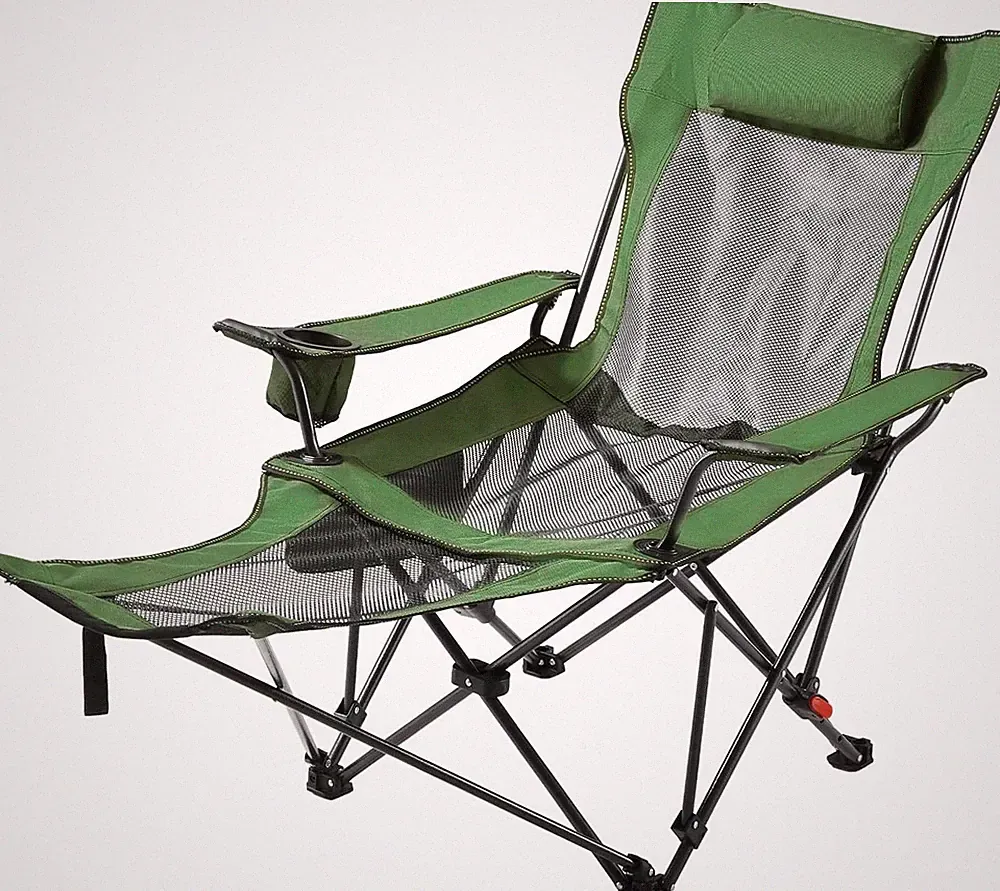 Foldable Reclining Camping Chair Heavy Duty Outdoor Green
