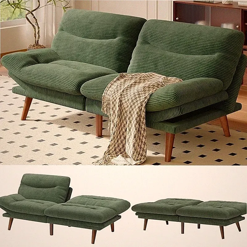 Futon Sofa Bed Convertible Couch Adjustable Armrest Recliner Small Space Comfort