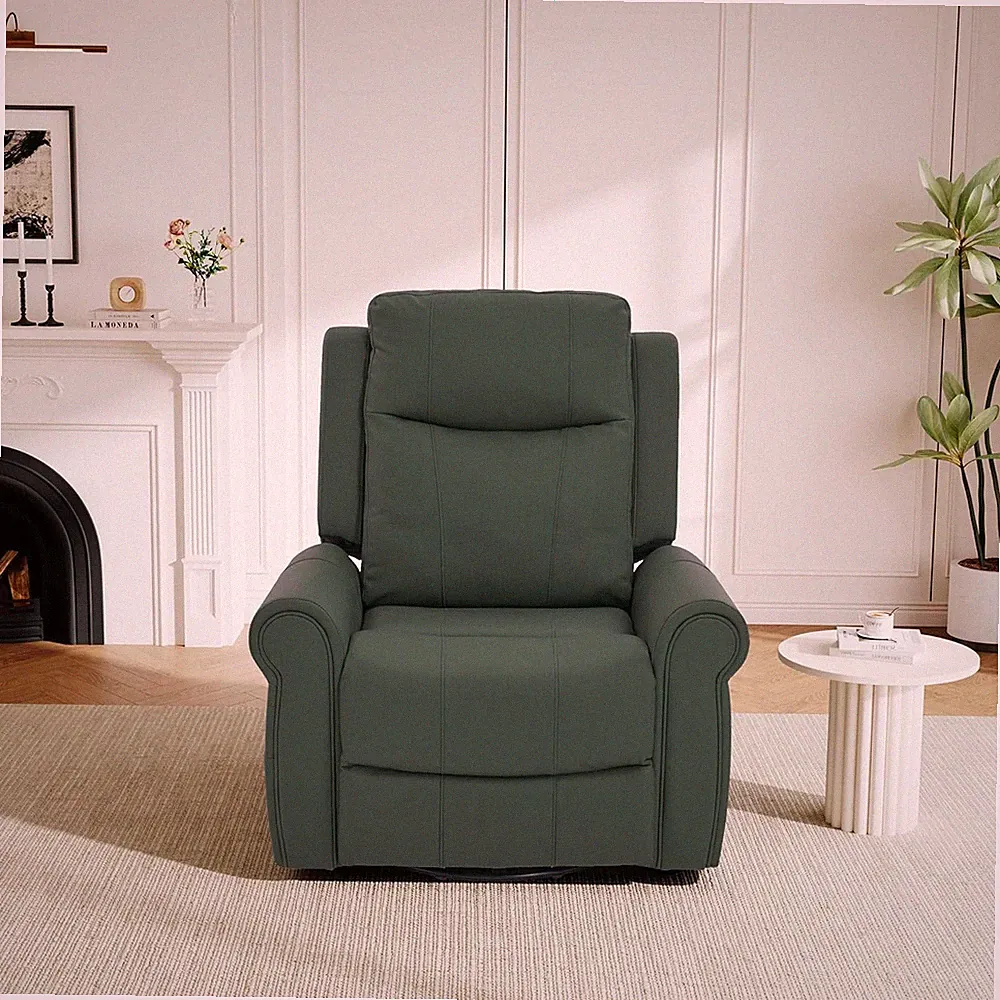 Green 270° Swivel Rocker Recliner Chair with Massage & Heating for Home