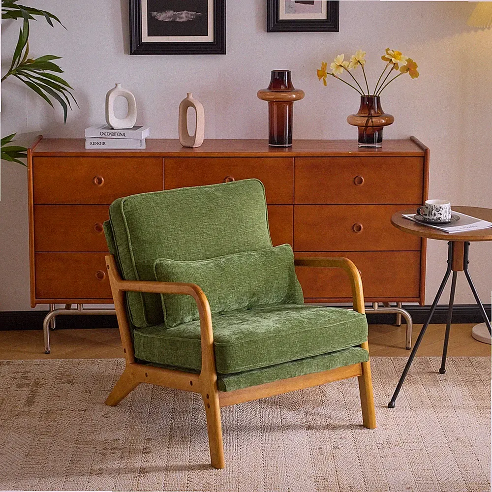 Green Upholstered Recliner Chair Sofa Living Room Furniture Single Arm Chair