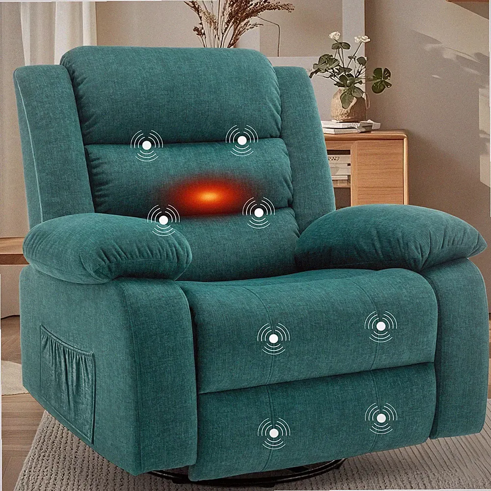 Korser Oversized Swivel Rocker Recliner Chair with Massage and Heating