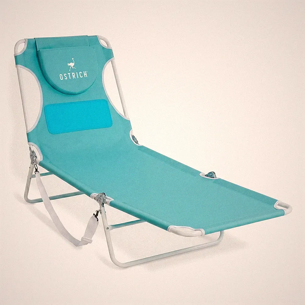 Ostrich The Ladies Comfort Lounger, Foldable Beach Pool Tanning Chair, Aqua