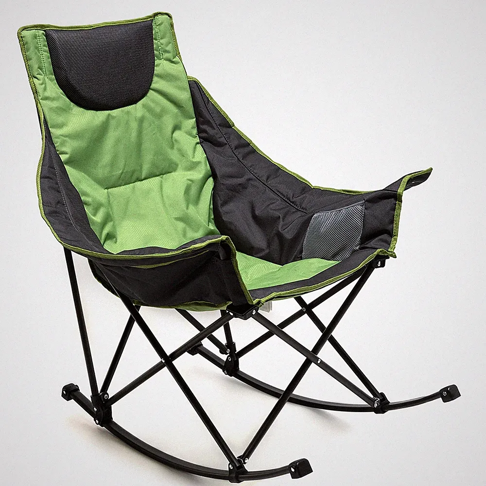 Oversized Rocking Camping Chair Fully Padded Patio Chair with Side Pocket Hig...