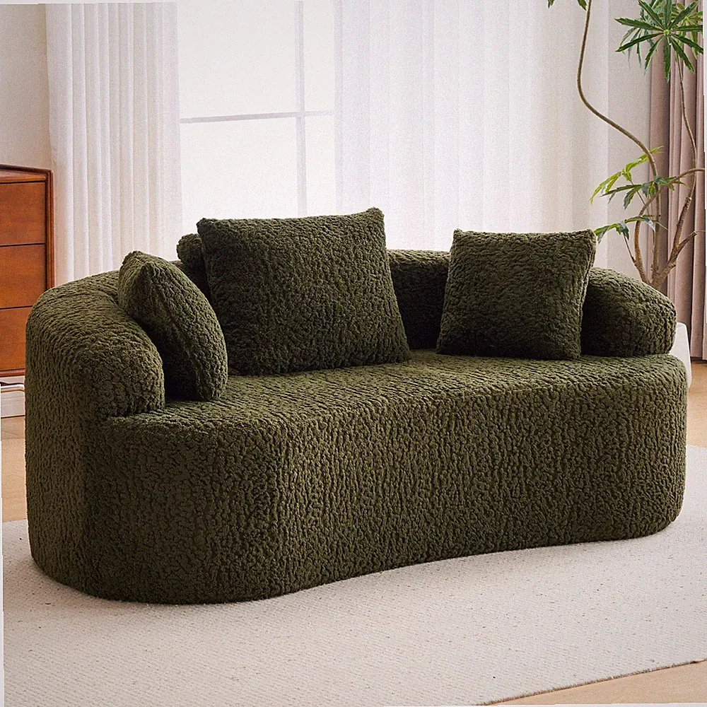 Premium Curved Loveseat Sofa, Full-Compression 2-Seat Couch with Enhanced Back