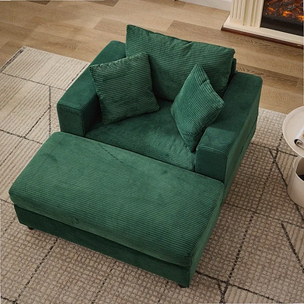 Recliner-Style Sofa Bed with Removable Footstool and Pillows, Foldable