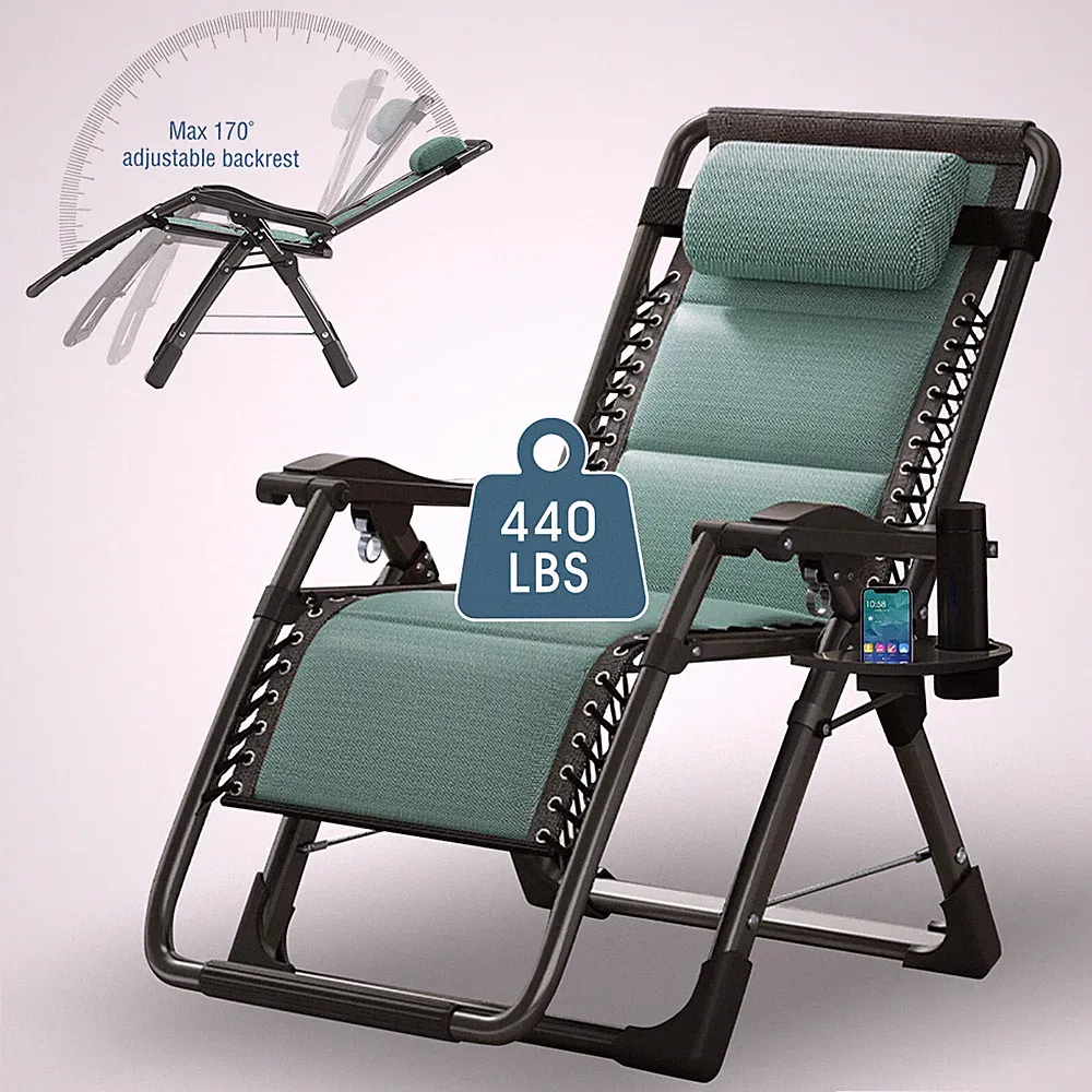 SLSY Zero Gravity Patio Lawn Chair Padded Reclining Lounge Folding w/Mattress