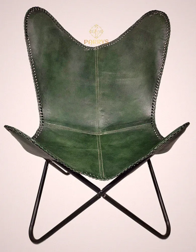 Vintage Handmade Leather Butterfly Chair Genuine Leather Folding Lounge Chair Pl
