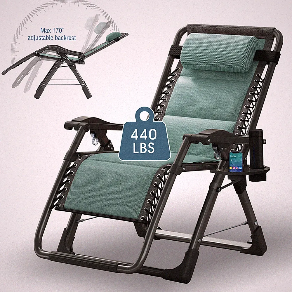 Zero Gravity Chair Reclining Lounge Chair Wiith Headest Folding Chaise Outdoor